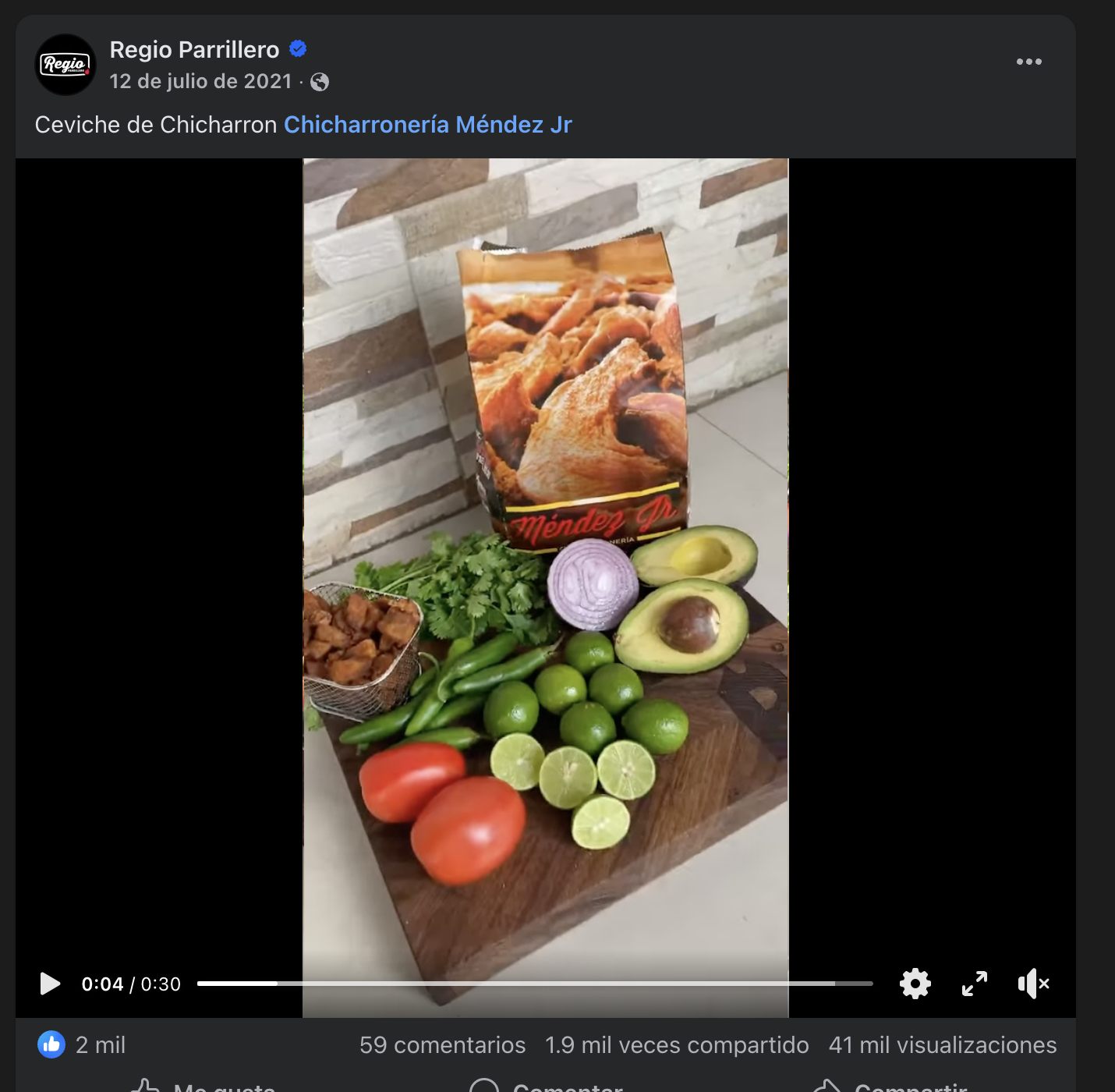 Regio Parrillero — Ceviche de Chicharrón Méndez Jr — 2 mil likes, 41K visualizaciones
