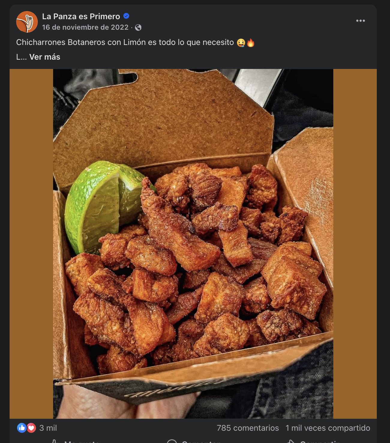 Publicación viral de chicharrón Méndez Jr en redes sociales