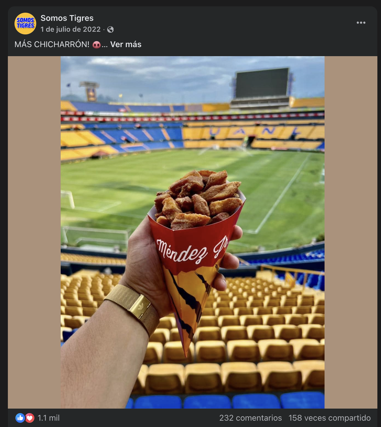 Publicación viral de chicharrón Méndez Jr en redes sociales